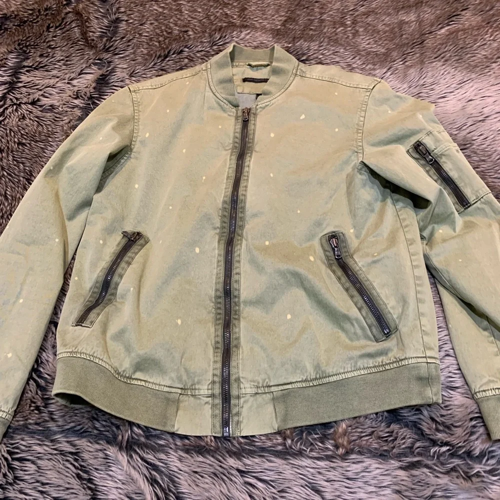 JOHN VARVATOS STAR U.S.A. Ryan Bleach Splatter Bomber Jacket Size M